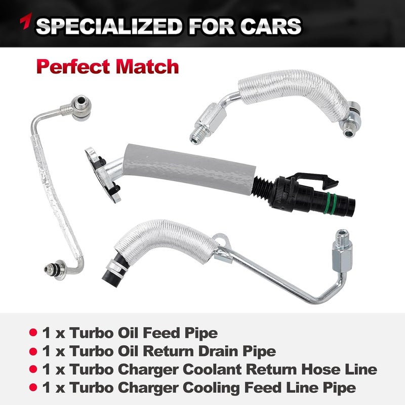 TEMSONE 1.4L Turbo Oil Return Drain Line & Oil Feed Pipe Tube Compatible with 2011-2015 Chevy Cruze, 2012-2020 Sonic, 2013-2018 Trax, 2013-2018 Buick Encore, Turbocharger Line Replace# 667-023 55587854 - Image 5